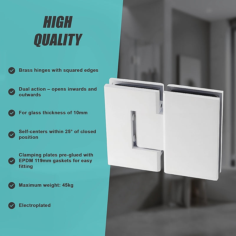 120cm Frameless Glass Bath Screen with Brass Brackets - White