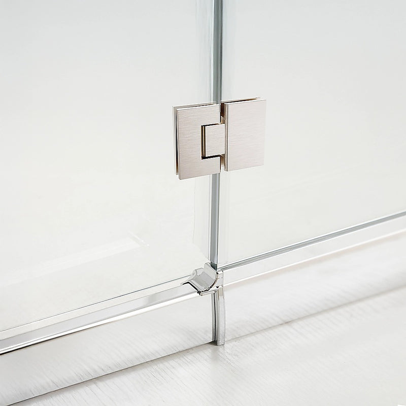 100cm Frameless Glass Bath Screen – Brass Wall U-Brackets in Nickel for Stylish Bathroom Upgrade