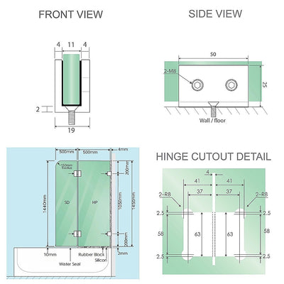100cm Frameless Glass Bath Screen – Brass Wall U-Brackets in Nickel for Stylish Bathroom Upgrade