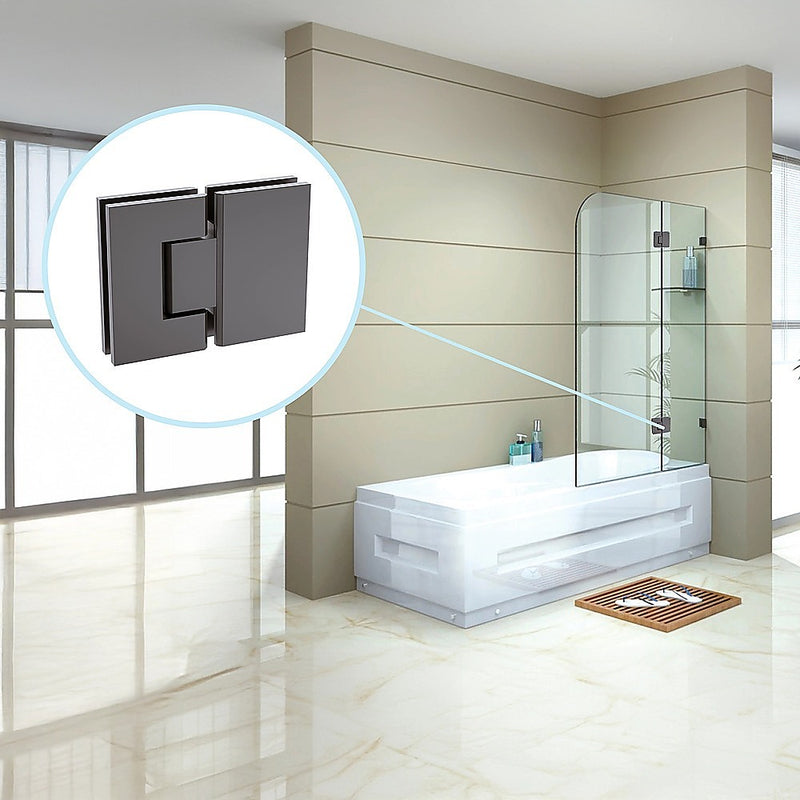 100cm Frameless Glass Bath Screen with Brass Brackets - Gunmetal