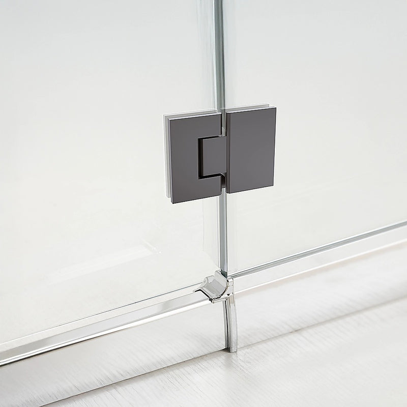 100cm Frameless Glass Bath Screen with Brass Brackets - Gunmetal