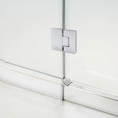 120cm Frameless Glass Bath Screen with Channel and Stainless Steel Hinges- Chrome