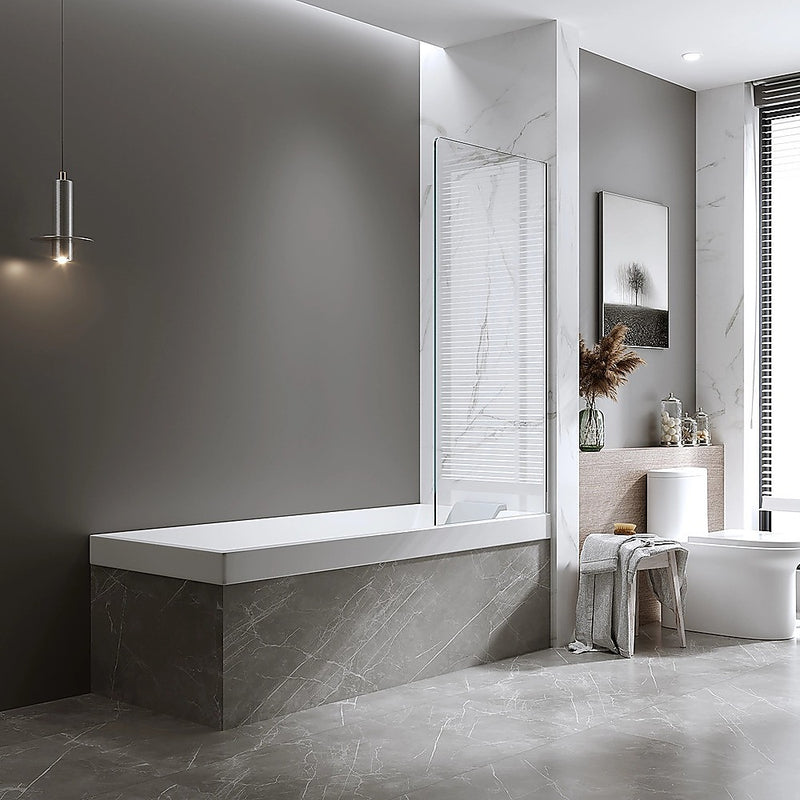 120cm Frameless Glass Bath Screen with Channel and Brass Hinges - Black