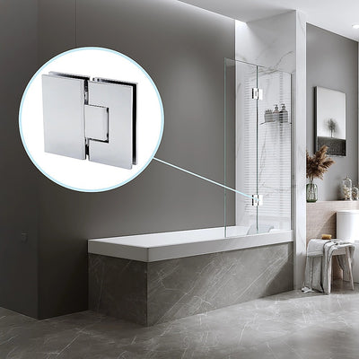 100cm Frameless Glass Bath Screen with Channel and Brass Hinges - White