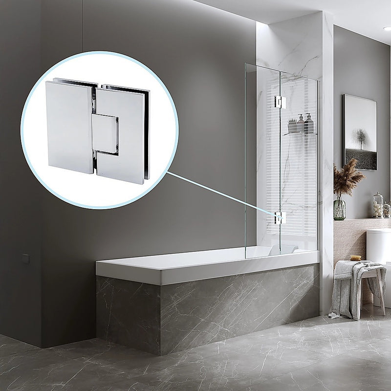 100cm Frameless Glass Bath Screen with Channel and Brass Hinges - White