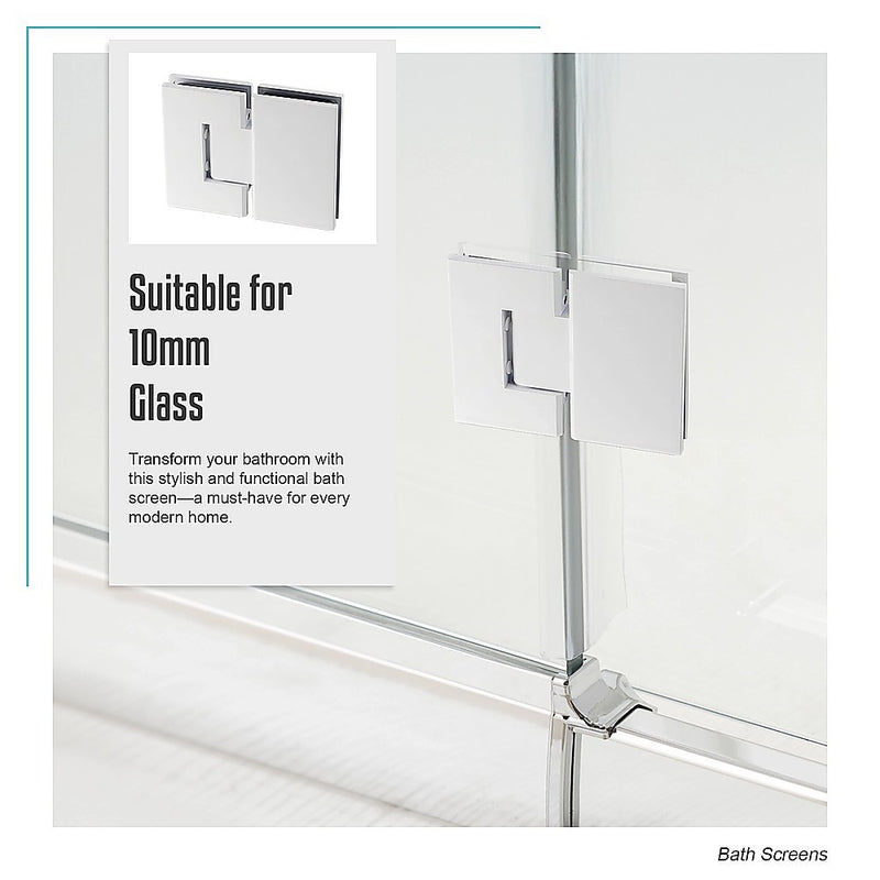 100cm Frameless Glass Bath Screen with Channel and Brass Hinges - White
