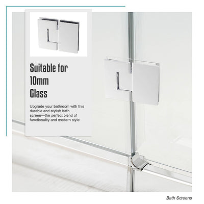 120cm Frameless Glass Bath Screen with Channel and Brass Hinges - White