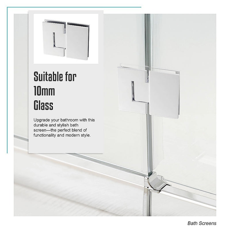 120cm Frameless Glass Bath Screen with Channel and Brass Hinges - White