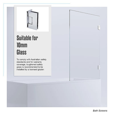 70cm Frameless Swing Bath Panel with Chrome Hardware
