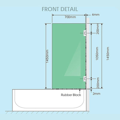 70cm Frameless Swing Bath Panel with Chrome Hardware