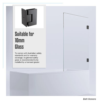 70cm Frameless Swing Bath Panel with Black Hardware