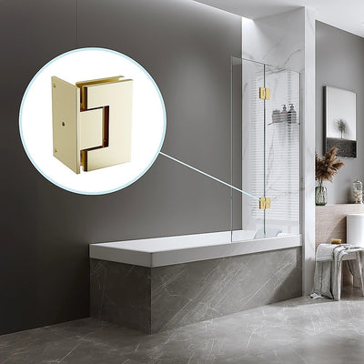 70cm Frameless Swing Bath Panel with Brushed Gold Hardware