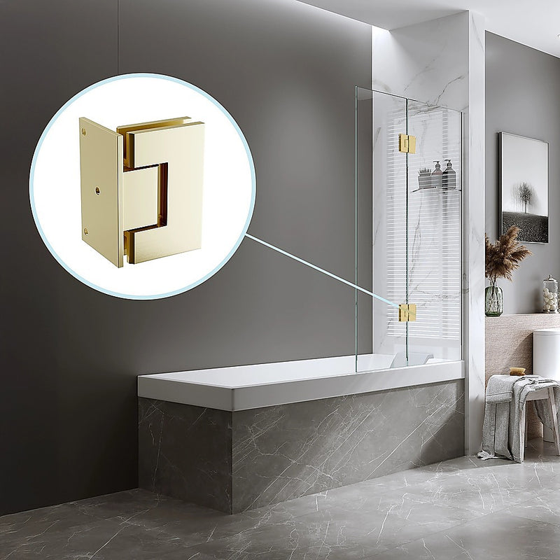 70cm Frameless Swing Bath Panel with Brushed Gold Hardware
