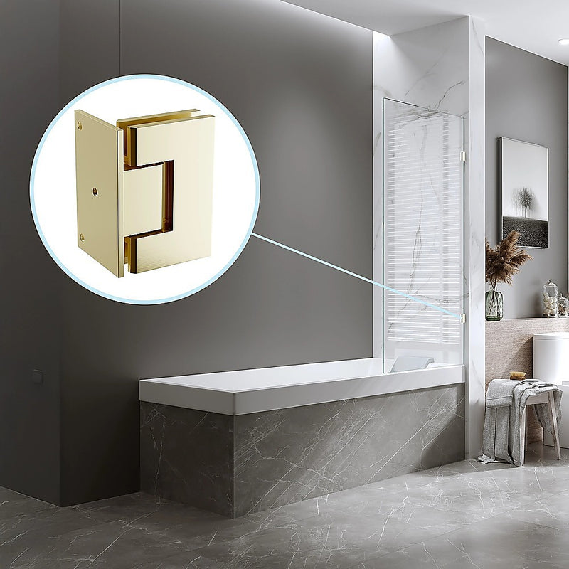 90cm Frameless Swing Bath Screen with Brushed Gold Hardware