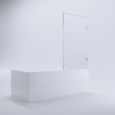 90cm Frameless Swing Bath Screen with Brushed Gold Hardware