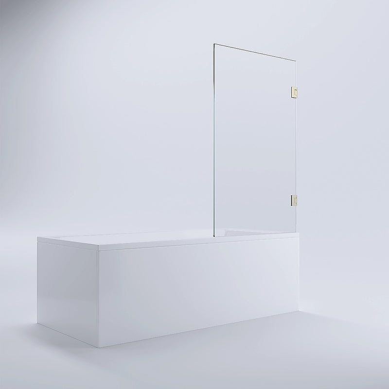 90cm Frameless Swing Bath Screen with Brushed Gold Hardware