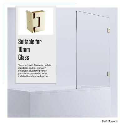 90cm Frameless Swing Bath Screen with Brushed Gold Hardware