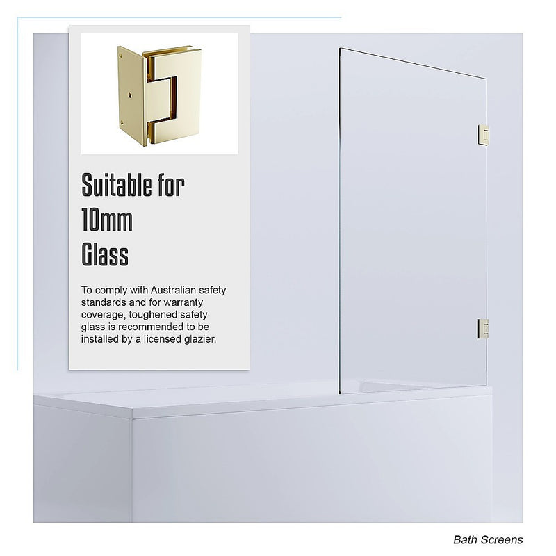 90cm Frameless Swing Bath Screen with Brushed Gold Hardware