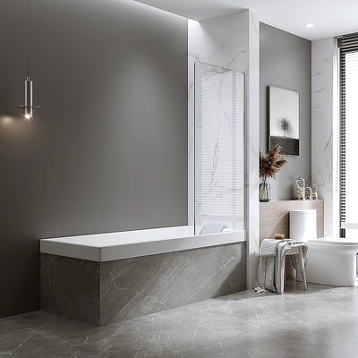 70cm Frameless Glass Bath Screen with Wall Channel - Black