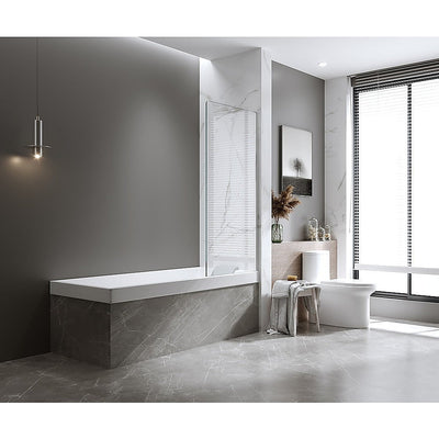 70cm Frameless Glass Bath Screen with Wall Channel - Gunmetal