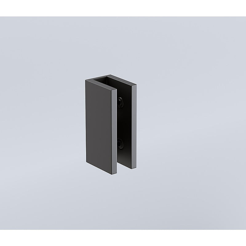 90cm Wall to Wall Frameless Shower Screen with Black Brackets and SS Hinges, Square Knob Handle