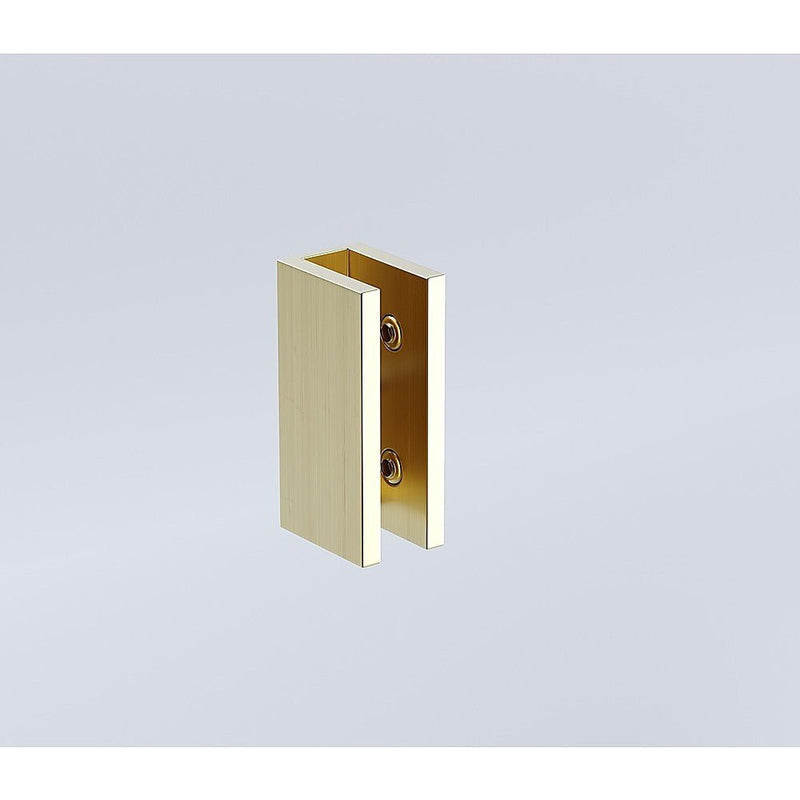 90cm Wall to Wall Frameless Shower Screen with Gold Brackets and SS Hinges, Square Knob Handle