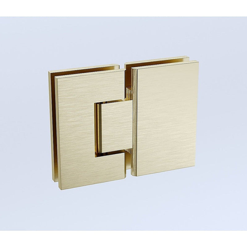 90cm Wall to Wall Frameless Shower Screen with Gold Brackets and SS Hinges, Square Knob Handle