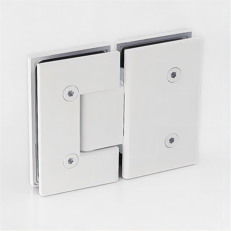 90cm Wall to Wall Frameless Shower Screen with White Brackets and SS Hinges, Square Knob Handle