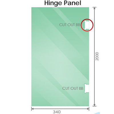 100cm Wall to Wall Frameless Shower Screen with Chrome Brackets and SS Hinges, Square Knob Handle