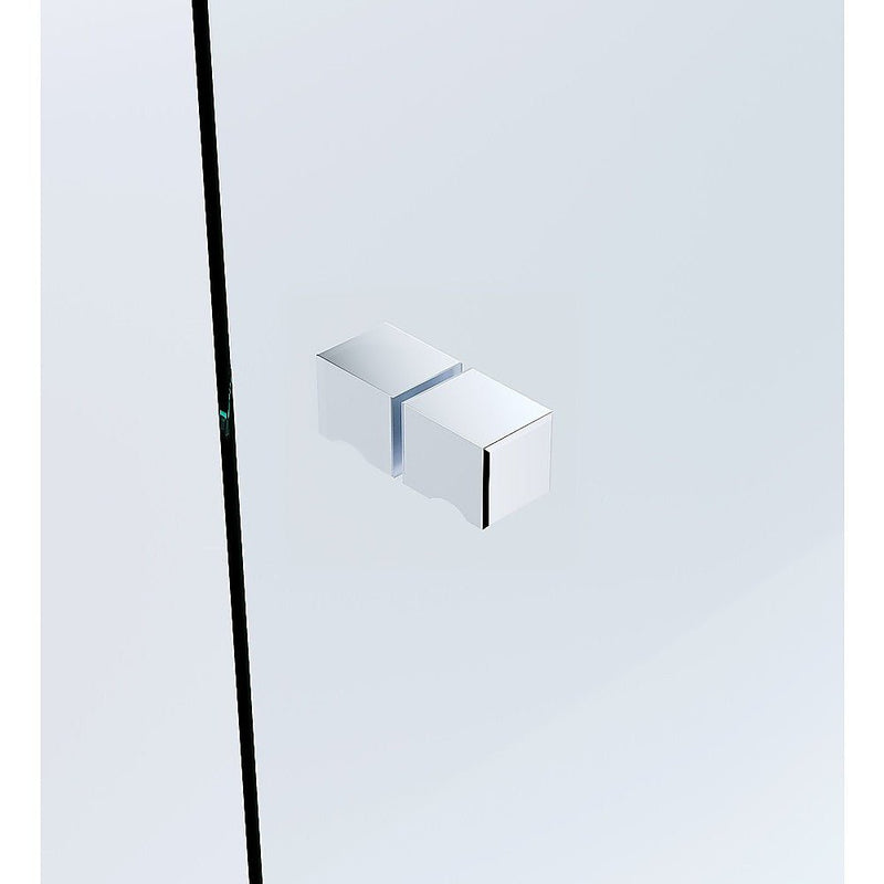 120cm Wall to Wall Frameless Shower Screen with Chrome Brackets and SS Hinges, Square Knob Handle