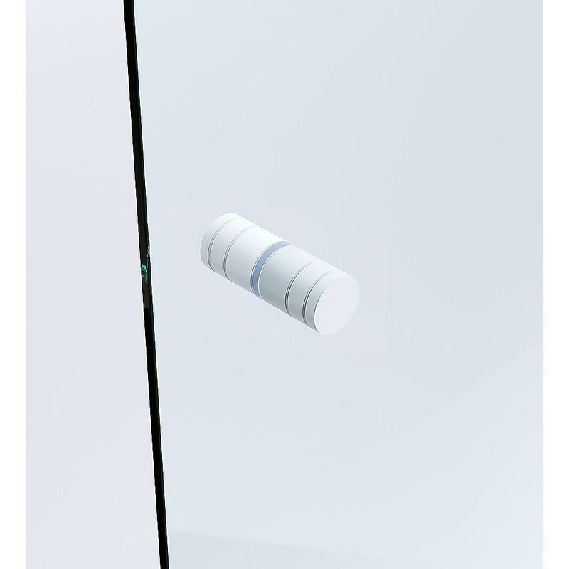 100cm Wall to Wall Frameless Shower Screen with White Brackets and SS Hinges, Round Knob Handle