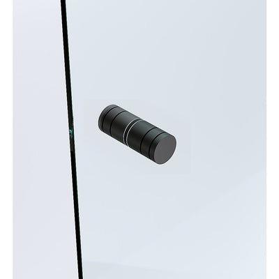 110cm Wall to Wall Frameless Shower Screen with Black Brackets and SS Hinges, Round Knob Handle