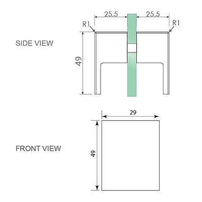 90cm Wall to Wall Frameless Shower Screen with Chrome Brackets and SS Hinges, Square Double Pull Handle