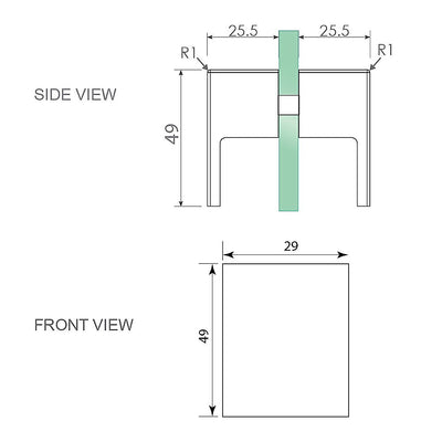 100cm Wall to Wall Frameless Shower Screen with Black Brackets and SS Hinges, Square Double Pull Handle