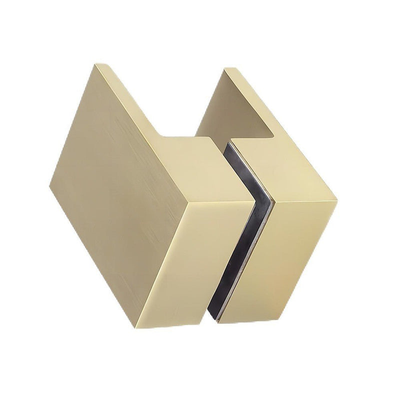 100cm Wall to Wall Frameless Shower Screen with Gold Brackets and SS Hinges, Square Double Pull Handle