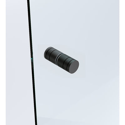 90cm Wall to Wall Frameless Shower Screen with Black Brackets and Brass Hinges, Round Knob Handle