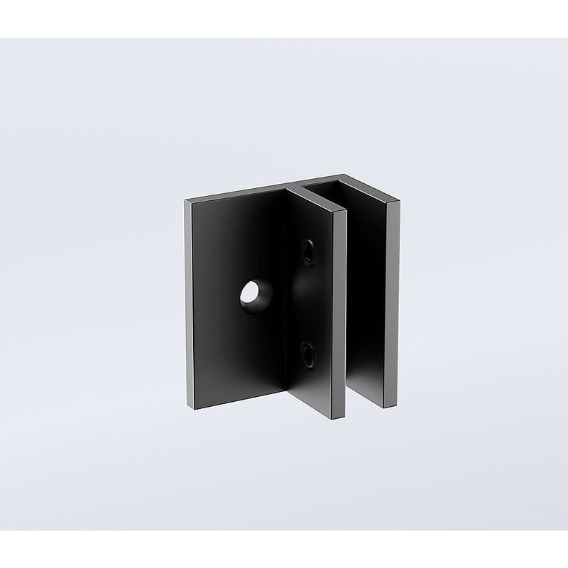 90cm Wall to Wall Frameless Shower Screen with Black Brackets and Brass Hinges, Square Double Pull Handle