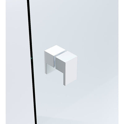 90cm Wall to Wall Frameless Shower Screen with White Channel and SS Hinges , Square Double Pull Handle