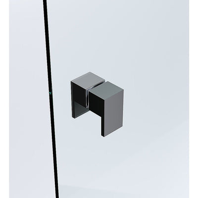 110cm Wall to Wall Frameless Shower Screen with Black Channel and SS Hinges , Square Double Pull Handle