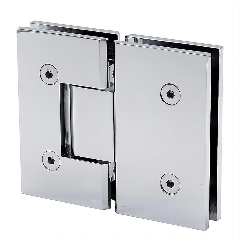 110cm Wall to Wall Frameless Shower Screen with Chrome Channel and Brass Hinges , Square Knob Handle
