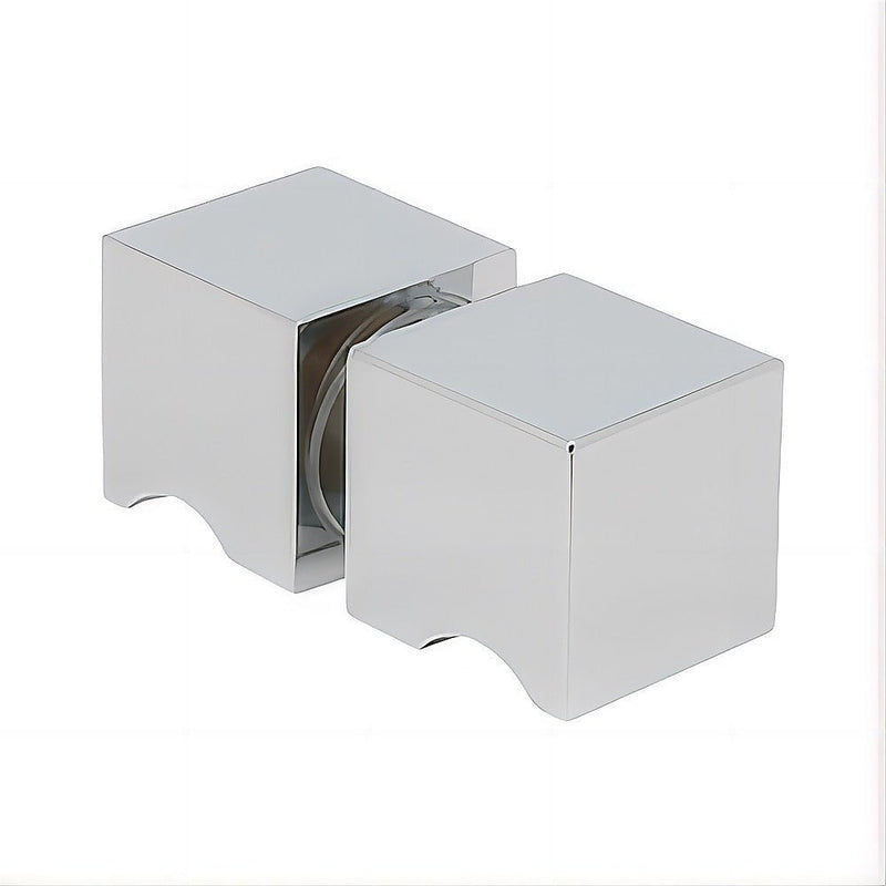110cm Wall to Wall Frameless Shower Screen with Chrome Channel and Brass Hinges , Square Knob Handle