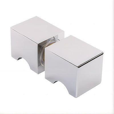 110cm Wall to Wall Frameless Shower Screen with Chrome Channel and Brass Hinges , Square Knob Handle