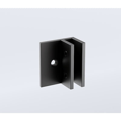 90x80cm Corner Frameless Shower Screen with Black Brackets and SS Hinges, Square Knob Handle