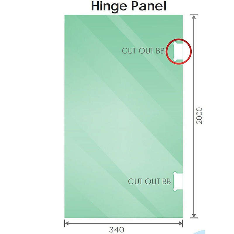 100x70cm Corner Frameless Shower Screen with Chrome Brackets and SS Hinges, Square Knob Handle