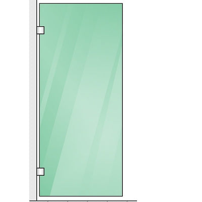 100x70cm Corner Frameless Shower Screen with Black Brackets and SS Hinges, Square Knob Handle