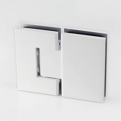 120x80cm Corner Frameless Shower Screen with White Brackets and SS Hinges, Square Knob Handle