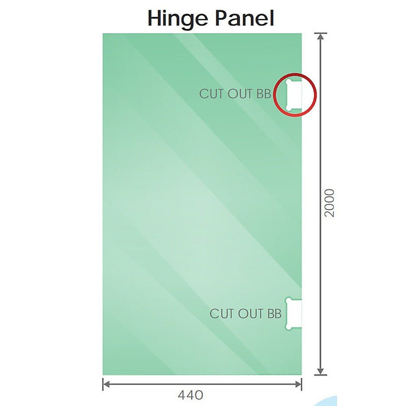 110x100cm Corner Frameless Shower Screen with Black Brackets and SS Hinges, Round Knob Handle