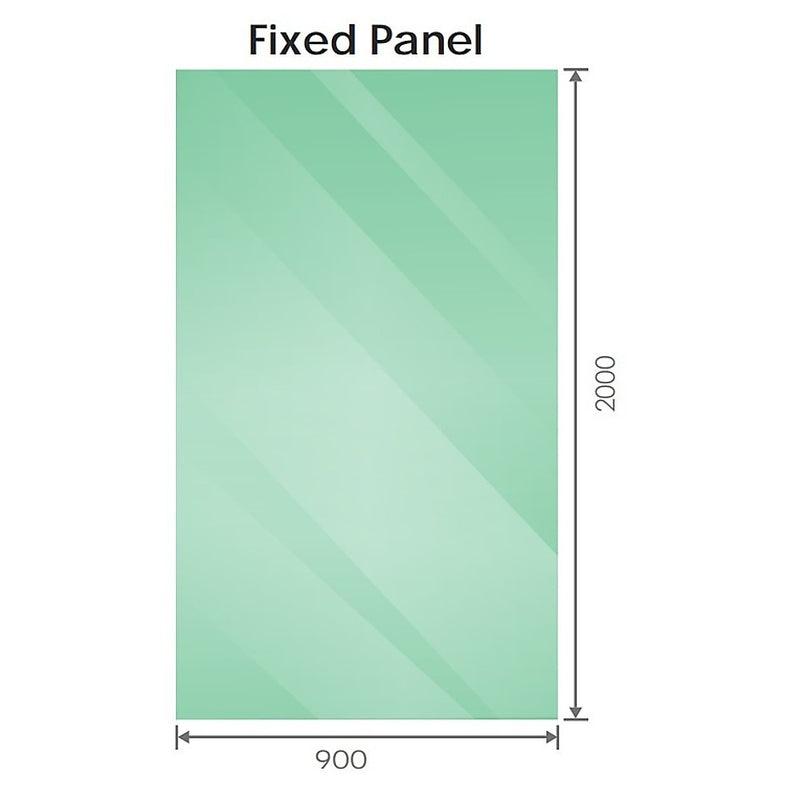 120x90cm Corner Frameless Shower Screen with White Brackets and SS Hinges, Round Knob Handle