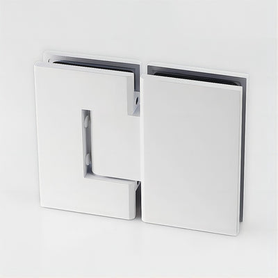 120x90cm Corner Frameless Shower Screen with White Brackets and SS Hinges, Round Knob Handle