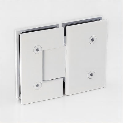 120x90cm Corner Frameless Shower Screen with White Brackets and SS Hinges, Round Knob Handle